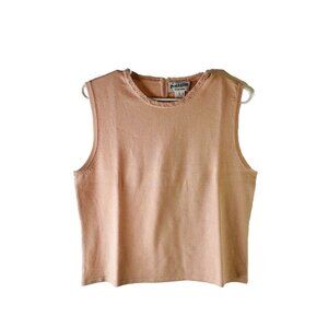Pendleton Embellished Cotton Knit Sleeveless Sweater Blouse pink